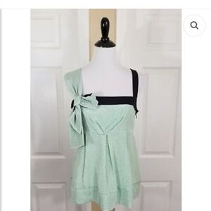 Marc Jacobs Mint Green Sleeveless Top with Bow Accent